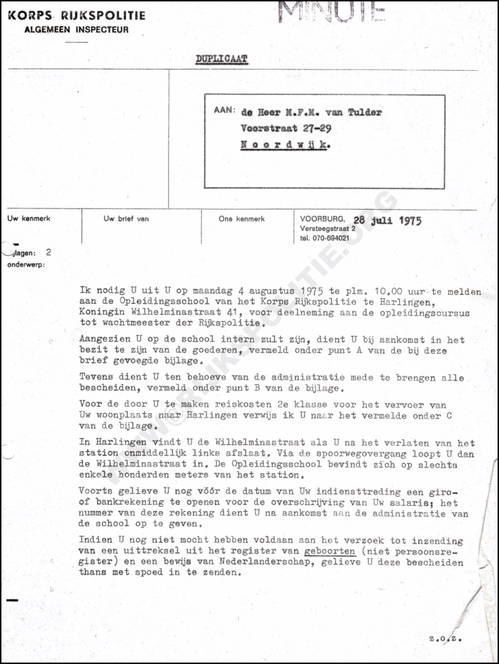 OPLS Harlingen 1975 07 28 HT Tulder uitnodiging voor opleiding 01 bw(WM) (7V)